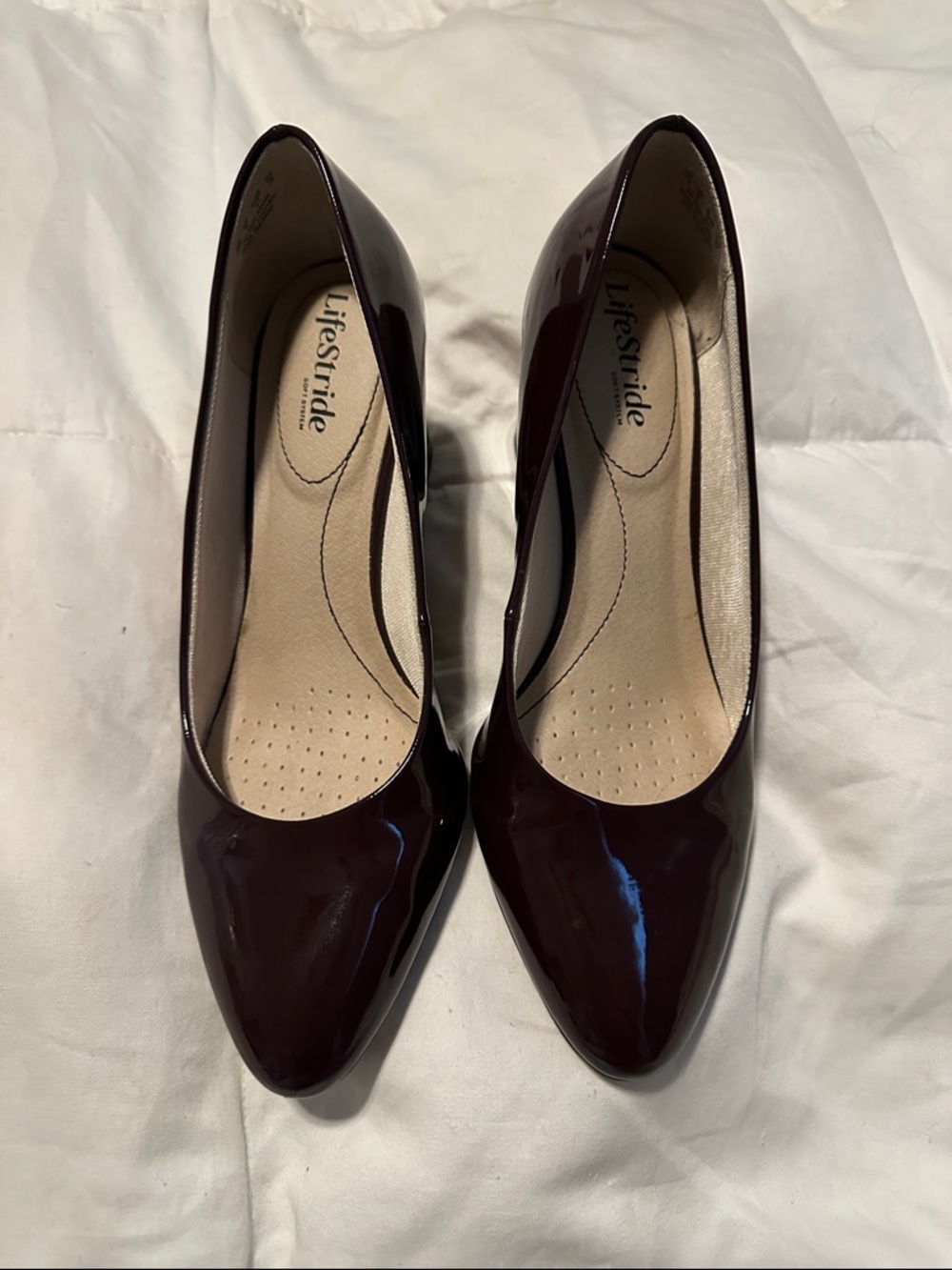 Life Stride Burgundy Patent Pointed-Toe Heels